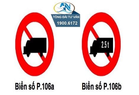 Biển báo P.115 và biển P.106